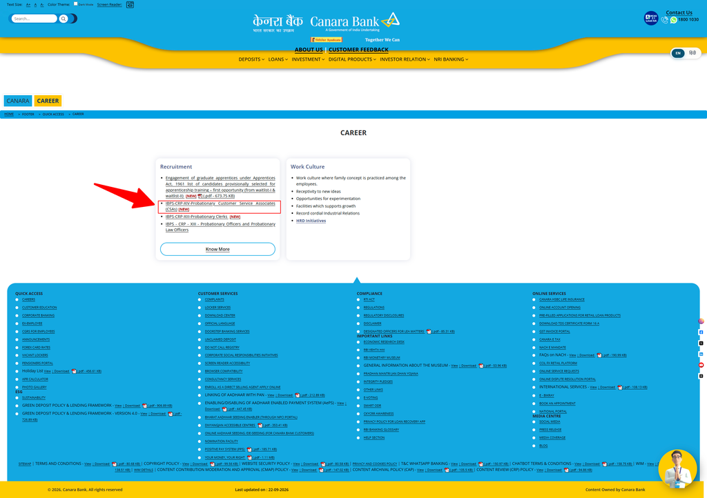 How to Check Canara Bank Probationary Customer Service Associate Result 2026